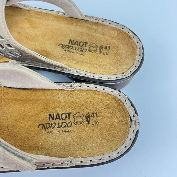 NAOT Sandals Size 41 US 10  Cornet Sandals Beige Leather Two Adjust Strap - Picture 13 of 16